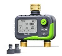 RAINPOINT Programador de riego 2 vias con Pantalla LCD Grande Todo en uno, Doble Puerto para Sensor de Lluvia y Panel Solar, retraso por Lluvia, IP65