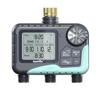 RAINPOINT Programador Riego 3 Salidas con Entrada de latón, Ordenador automático de riego con retardo por Lluvia/riego Manual/Pantalla LCD Grande, Temporizador de riego para jardín, Patio y césped