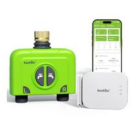 RAINPOINT Programador Riego WiFi 2 Salidas, Puerta Enlace Ethernet y Entrada de Latón, Riego Automatico para Jardín Via App/Voz Control, Riego Basado Clima, Retraso por Lluvia/Manual, 2x6 Horarios