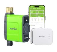 RAINPOINT Programador Riego WiFi con Puerta Enlace Ethernet y Entrada de Latón, Smart Riego Automatico WiFi con App/Voz Control, Retraso por Lluvia/Riego Manual, Riego Basado Clima, para Jardín