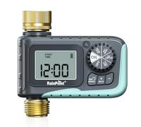 RAINPOINT Temporizador de aspersor con entrada y salida de latón, temporizador de manguera programable para manguera de jardín, temporizador de agua con retardo de lluvia/sistema de riego manual