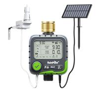 RAINPOINT Temporizador de Riego ITV156 con Sensor de Lluvia y Panel Solar, Temporizador de Grifo para Jardín y Césped, 3 Programas Independientes, Apagado Automático por Lluvia, Energía Solar