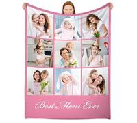 Rainsar Manta Personalizada con Foto para Mamá, Manta de Sofá Personalizada, Regalo del Día de la Madre de Hija e Hijo, Recuerdo Cálido para Mamá