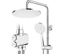 Rainsworth Columna Ducha sin Grifo, Ducha de lluvia redonda de 25 cm, Alcachofa de Ducha, Conjunto de Ducha con Divertidor, Cromo