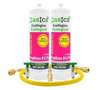 Ralertreik Gas refrigerante gasica C10 Compatible con R32 R410A válvula incluida (2 Botellas + Manguera + Adaptador)
