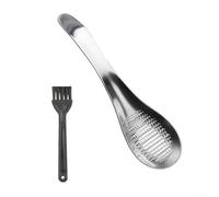 Rallador de Ajo para acero Inoxidable con Cepillo - Molinillo Especias Manual Ajustable para Sal Pimienta Wasabi Cítricos 17cm