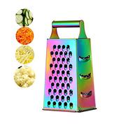 Rallador de queso de acero inoxidable con 4 lados, 22,8 cm de altura, rallador de caja grande, ideal para queso parmesano triturado, verduras, jengibre y frutas, color arcoíris