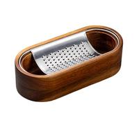 Rallador de queso de acero inoxidable con contenedor, caja de madera, herramienta profesional para triturar verduras, trituradoras de alimentos portátiles, rallador de cocina