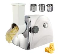 Rallador eléctrico de queso de 300 W, máquina ralladora giratoria comercial con 3 cuchillas de acero inoxidable, 1 min/500 g, trituradora automática para queso, verduras