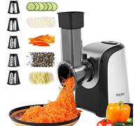 Rallador eléctrico de verduras de 150 W, tambores de acero inoxidable, 4 cuchillas cónicas