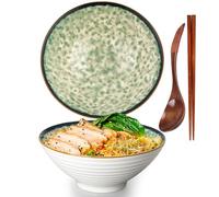 Ramen Bowl Set With Keramik, Japanese Ceramic Bowl With Spoon and Chopsticks - Vintage 1200ml Soup and Müsli Bowl, Ensaladera