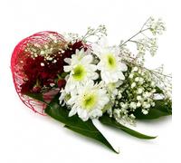 Ramo de Flores Frescas Naturales | Crisantemos Blancos y Rojos