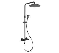 Ramon Soler Blautherm. Columna de Bañera y Ducha Termostática con Barra Telescópica. Conjunto de Ducha con Mezclador Termostático en Color Negro Mate.