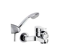 Ramon Soler Conjunto Grifo Baño-Ducha Monomando Cromado. Material de Latón con Sistema S2 de Ahorro de Agua. Serie Titanium