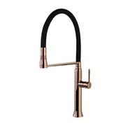 Ramon Soler Grifo de Fregadero de Cocina Monomando Cobre Satinado con Caño Extraíble y Flexible de Silicona Negro
