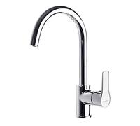 Ramon Soler Grifo de Fregadero de Cocina Monomando con Caño Cisne Cromado con Sistema S2 de Ahorro de Agua Serie Titanium