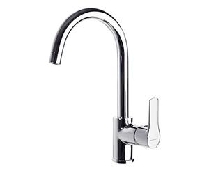 Ramon Soler Grifo de Fregadero de Cocina Monomando con Caño Cisne Cromado con Sistema S2 de Ahorro de Agua Serie Titanium