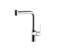 Ramon Soler Grifo de Fregadero de Cocina Monomando con Caño extraíble Horizontal Cromado con Sistema S2 de Ahorro de Agua Serie Drako