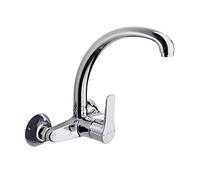 Ramon Soler Grifo de Fregadero Mural de Cocina Monomando con Caño Alto Cromado con Sistema S2 de Ahorro de Agua Serie Titanium