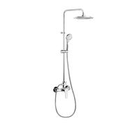 Ramon Soler Titanium - Conjunto ducha monomando con rociador redondo ABS y teleducha, 3 funciones, Sin acabado, Cromo