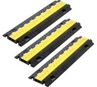 Rampa protectora para cables, capacidad de 9979 kg por eje, cubierta de cable resistente de TPU para 2 canales, con canal de 31 x 28 mm, tope de tráfico con tapa superior abatible, para uso en interio