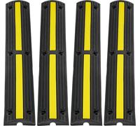 Rampa protectora para cables de 3.28 pies, paquete de 4 unidades de un canal, con capacidad de carga de 18000 libras por eje. Fabricada en goma resistente, ideal para proteger cables y alambres en áre
