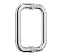 Ranbo Un par de tiradores para puerta de ducha,manija doble cara de acero inoxidable, distancia entre centros de 152mm, acabado plateado, apto para vidrio sin marco de 8-12mm,ideal para baño y hotel