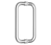 Ranbo Un par de tiradores para puerta de ducha,manija doble cara de acero inoxidable, distancia entre centros de 203mm, acabado plateado, apto para vidrio sin marco de 8-12mm,ideal para baño y hotel