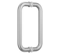Ranbo Un par de tiradores para puerta de ducha,manija doble cara de acero inoxidable, distancia entre centros de 203mm, acabado plateado, apto para vidrio sin marco de 8-12mm,ideal para baño y hotel