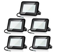 Randaco Proyector LED Exterior, 100W 8500LM 3000K Blanco Cálido Super Brillante, Impermeable IP66 Resistente al agua Foco LED para Porches Garaje Patio Estadio, Paquete de 5 (Sin Enchufe)