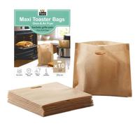 RANJI® 10 Bolsas para Tostadora XL Reutilizables - Bolsas Tostadora Antiadherentes sin BPA para Tostar Sandwich, Panini, Pizza, Wrap, Gofres y Muffins Ingleses - Aptas para Tostadora, Horno, Airfryer