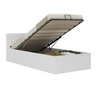 Rantry Cama canapé hidráulica Cuero sintético Blanco 90x200 cm Sofá Extraíble Cama Individual Divan Estructura de Diseño Moderno