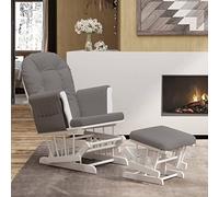 Rantry Sillón de Lactancia con Taburete Tela Gris Oscuro, Taburete de Bar Muebles Cocina Silla de Comedor Taburete Alto para Salon Cocina, Asiento Mobiliario Decoración Pub Silla Tipo 2 Mecedoras