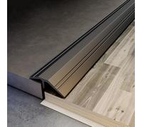 Raouoae Perfil De Transición De Aluminio, 2 Piezas, 80-130cm, Riel De Ajuste De Altura 5-16mm, Tira Para Suelos De Madera/Laminado, Perfil Final Y De Conexión Para Diferentes Materiales(Schwarz,1.2m*2