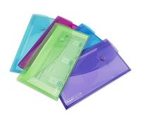 Rapesco 0690 ECO Carpeta Sobre Portafolios con Broche, Material Reciclado, DL, Colores Surtidos Transparentes, Paquete de 5