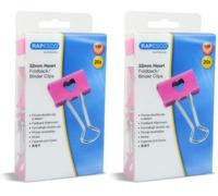 Rapesco 1426 Pinzas Clips Corazones 32 mm, Brazos Plegables, Caja de 20 (Paquete de 2)