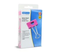 Rapesco 1426 Pinzas/Clips Corazones de 32 mm con Brazos Plegables, Fucsia, Paquete de 20