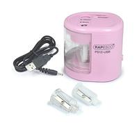 Rapesco 1446 Sacapuntas Eléctrico Automático PS12-USB, Uso con Cable USB (incluido) o Pilas (no incluidas), Rosa