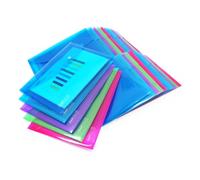 Rapesco 1499 ECO Carpeta Sobre Portafolios con Broche, Material Reciclado, A5, Colores Surtidos Transparentes, Paquete de 50