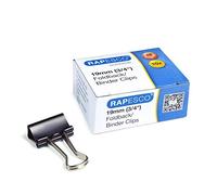 Rapesco FBC190B1 Pinzas Clips 19 mm, Brazos Plegables, Negro, Caja de 10
