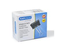 Rapesco FBC410B1 Pinzas/Clips de 41 mm con Brazos Plegables, Capacidad hasta 170 Hojas, Negro, Paquete de 10
