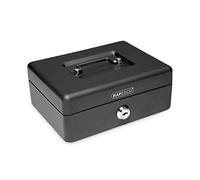 Rapesco SB0008B1 Caja de Caudales Portátil Pequeña, Ancho 20 cm, Negro | Incluye 3 llaves y Bandeja Portamonedas Extraíble