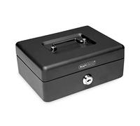 Rapesco SB0010B1 Caja de Caudales Portátil, Ancho 25 cm, Negro | Incluye 3 llaves y Bandeja Portamonedas Extraíble