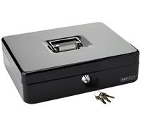Rapesco SB0012B1 Caja de Caudales Portátil, Ancho 30 cm, 3 llaves y Bandeja Portamonedas Extraíble, Negro