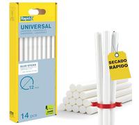 Rapid Paquete de 14 Barras de Cola Universal, Diámetro 12 mm x 190 mm, Color Blanco, Contiene Altos Niveles de Resina, Sin Disolventes, Pegado Rápido (40107361)