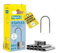 Rapid Caja de Grapas de Corona Redondeada para Cables de Bajo Voltaje N.º36 de Acero Galvanizado, 14 mm - 864 Grapas