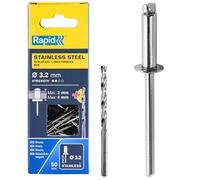 RAPID 5000393 - Remache Ø3.2x8mm. INOX. + broca en blíster 50 Unds.