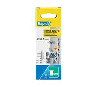 Rapid Caja de 20 Insertos Roscados de Acero M6, Diámetro 6 mm, con Rosca Interna para Anclaje Unilateral en Chapas Finas (5000673)