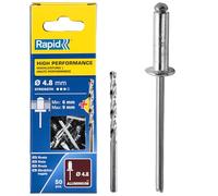 Rapid Remaches tipo broca de aluminio Ø4.8 x 12 mm blister 50 uds + 1 broca metal