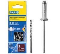 Rapid Remaches tipo broca Ø4 x 10 mm aluminio blister 50 uds con broca